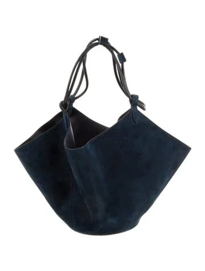 Pre-owned Khaite Suede Bucket Bag In Blue