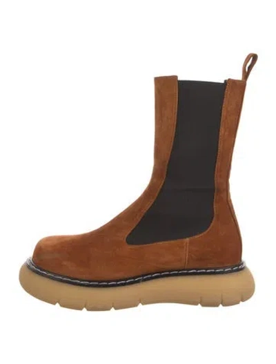 Pre-owned Khaite Suede Chelsea Boots In Brown