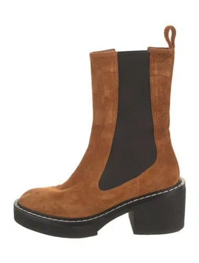 Pre-owned Khaite Suede Chelsea Boots In Brown