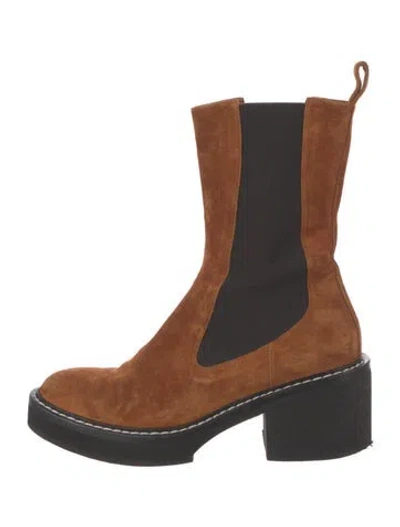 Pre-owned Khaite Suede Chelsea Boots In Brown