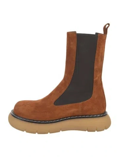 Pre-owned Khaite Suede Chelsea Boots In Brown