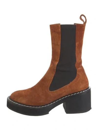 Pre-owned Khaite Suede Chelsea Boots In Brown