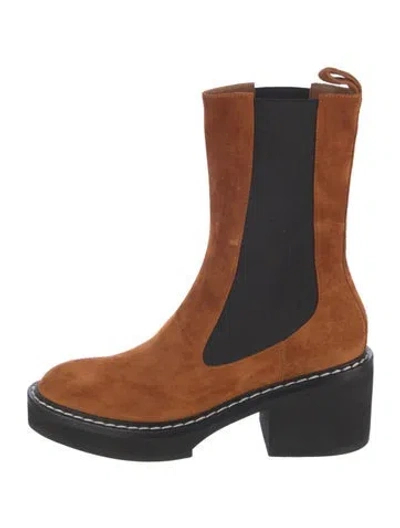 Pre-owned Khaite Suede Chelsea Boots In Brown