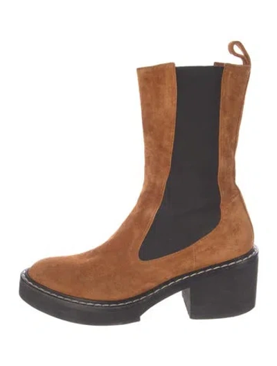Pre-owned Khaite Suede Chelsea Boots In Brown