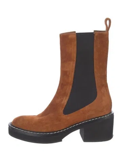 Pre-owned Khaite Suede Colorblock Pattern Chelsea Boots In Brown