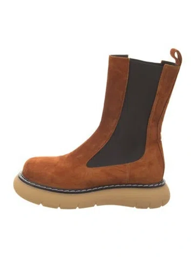 Pre-owned Khaite Suede Colorblock Pattern Chelsea Boots In Brown