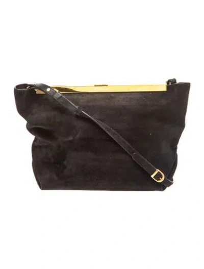 Pre-owned Khaite Suede Crossbody Bag In Black