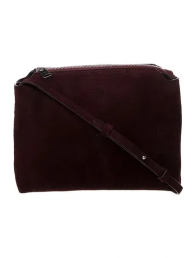 Pre-owned Khaite Suede Crossbody Bag In Burgundy