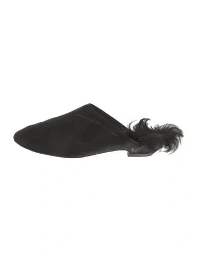Pre-owned Khaite Suede Faux Fur Trim Mules In Black