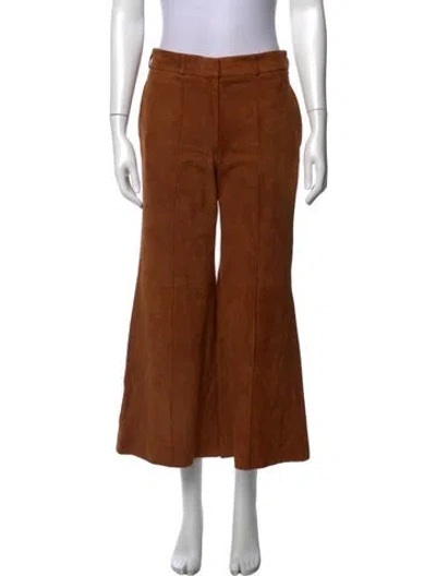 Pre-owned Khaite Suede Flared Pants In Brown