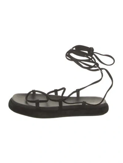 Pre-owned Khaite Suede Gladiator Sandals In Black