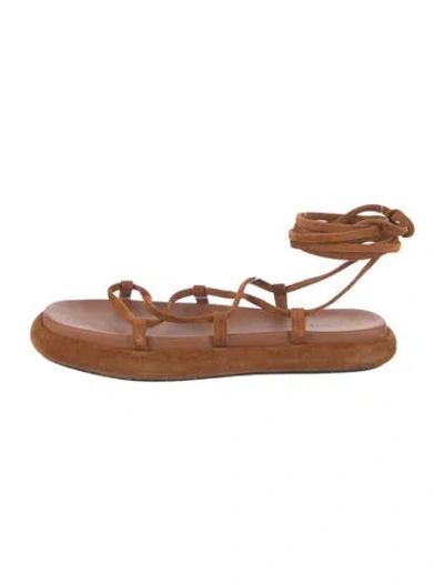 Pre-owned Khaite Suede Gladiator Sandals In Brown