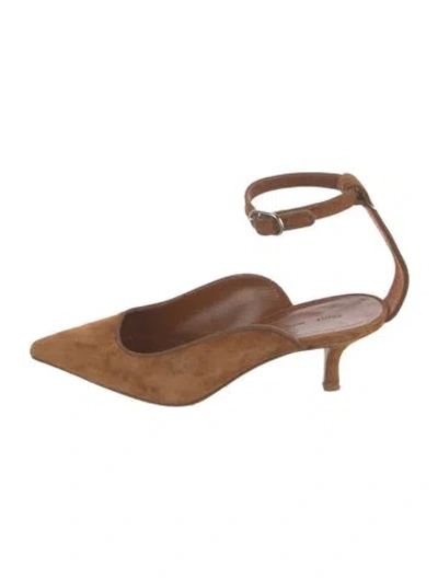 Pre-owned Khaite Suede Grosgrain Trim D'orsay Pumps In Brown