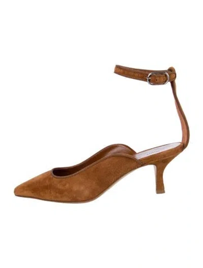 Pre-owned Khaite Suede Grosgrain Trim Pumps In Brown