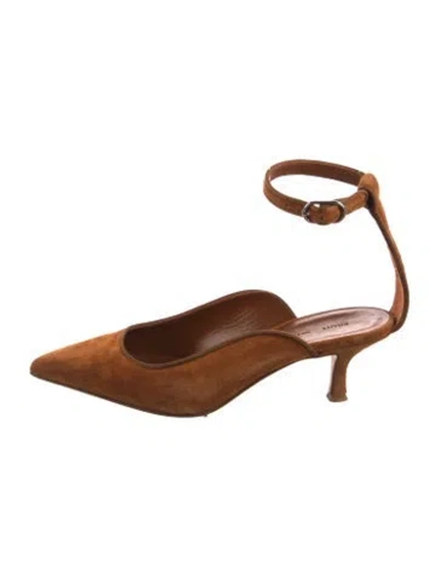 Pre-owned Khaite Suede Grosgrain Trim Pumps In Brown
