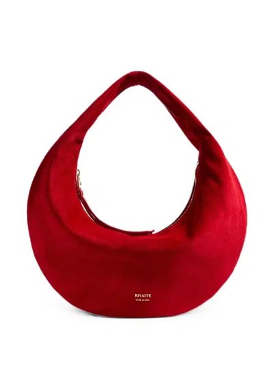 Khaite Suede Hobo Bag In Red