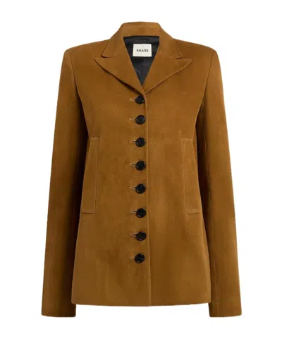 Khaite Suede Jacket In Brown
