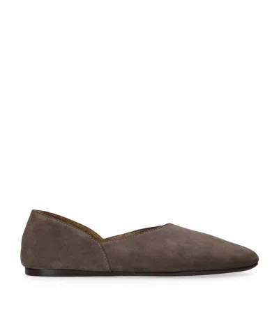 Khaite Suede Jane Ballet Flats In Brown