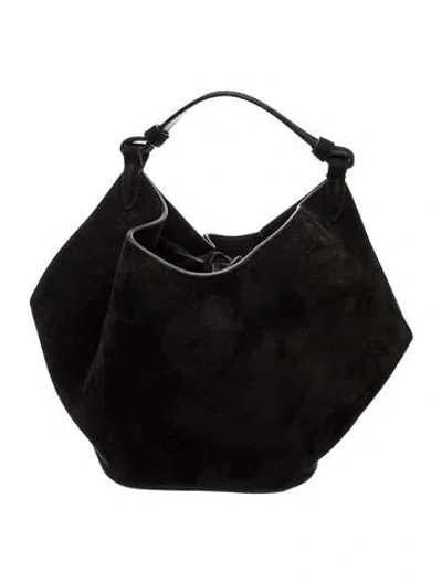 Pre-owned Khaite Suede  Lotus Bag Mini In Black