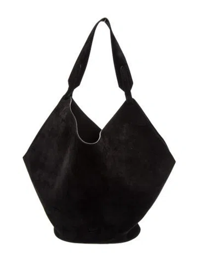 Pre-owned Khaite Suede  Lotus Suede Tote Medium In Black
