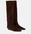 Khaite Marfa Classic Flat Knee High Boot In Brown