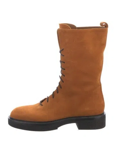 Pre-owned Khaite Suede Lace-up Boots In Brown