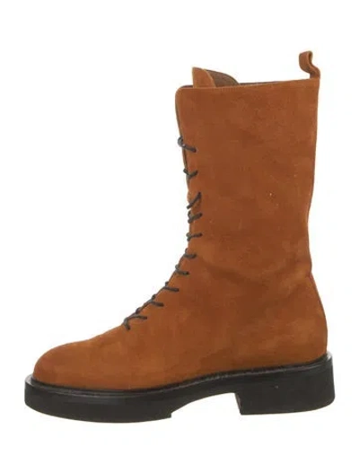 Pre-owned Khaite Suede Lace-up Boots In Orange