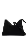Khaite Medium Lina Suede Crossbody Bag In Black