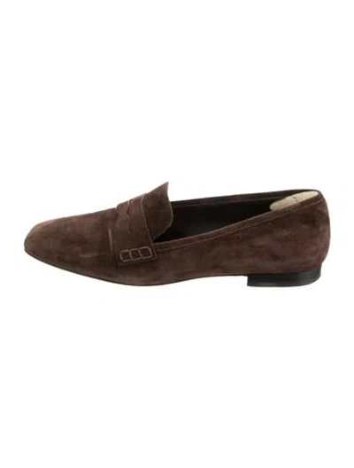 Pre-owned Khaite Suede Loafers In Brown