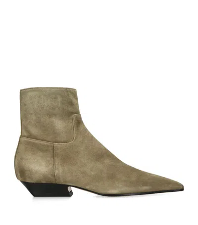 Khaite Suede Marfa Ankle Boots In Green