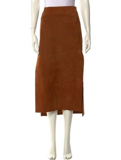 Pre-owned Khaite Suede Midi Length Skirt In Brown