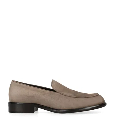 Khaite Suede Miles Loafers 35 In Grey