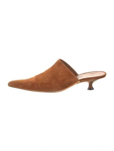 Pre-owned Khaite Suede Mules In Brown