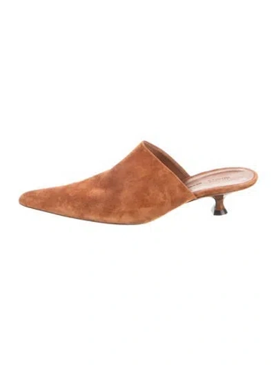 Pre-owned Khaite Suede Mules In Brown