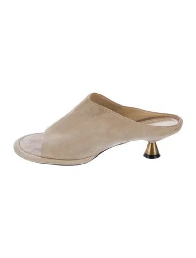Pre-owned Khaite Suede Mules In Neutral