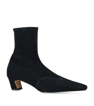 Khaite Suede Nevada Ankle Boots 40 In Blue