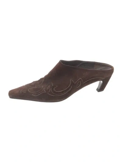 Pre-owned Khaite Suede Patterned Mules In Brown