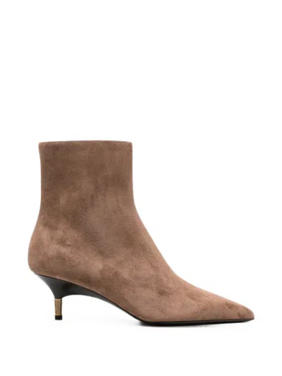 Khaite Suede Pointed-toe Ankle Boots In Multi