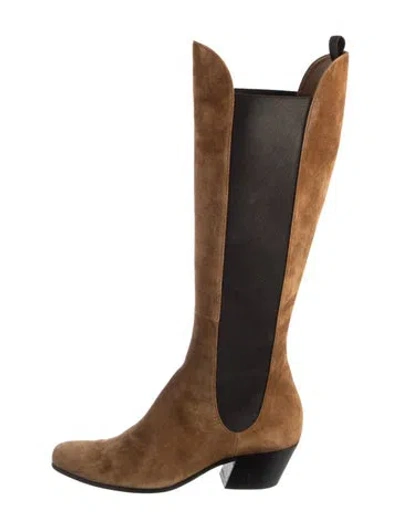 Pre-owned Khaite Suede Riding Boots In Brown