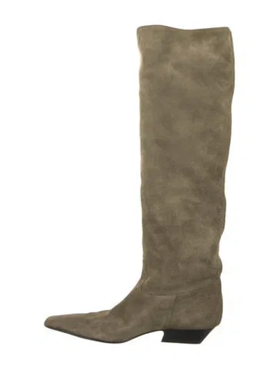 Pre-owned Khaite Suede Riding Boots In Green