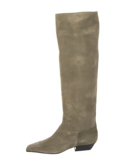 Pre-owned Khaite Suede Riding Boots In Neutral