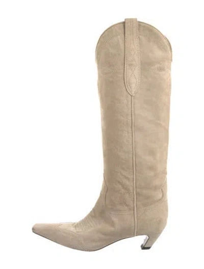 Pre-owned Khaite Suede Riding Boots In Neutral