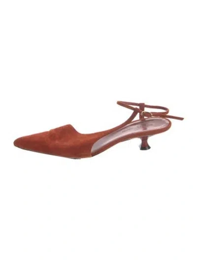 Pre-owned Khaite Suede Slingback Pumps In Orange