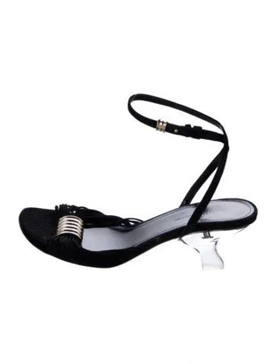 Pre-owned Khaite Suede Slingback Sandals In Black