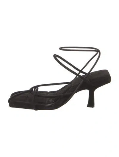 Pre-owned Khaite Suede Slingback Sandals In Black