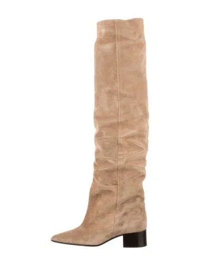 Pre-owned Khaite Suede Slouch Boots In Neutral
