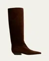 Khaite Marfa Classic Flat Knee High Boot In Brown