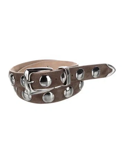Pre-owned Khaite Suede Studded Accents Belt In Brown