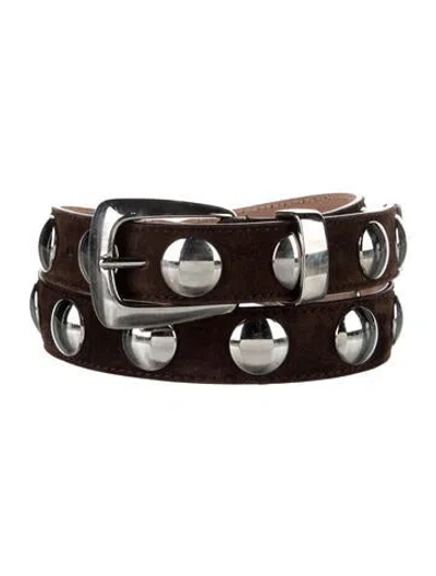 Pre-owned Khaite Suede Studded Accents Belt In Brown