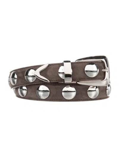 Pre-owned Khaite Suede Studded Accents Belt In Gray